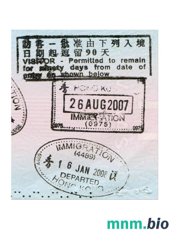 Hong Kong visa stamps